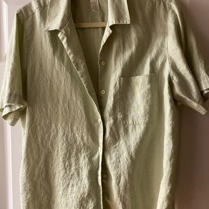 Jones New York linen - real wrinkly linen - large short sleeve blouse.